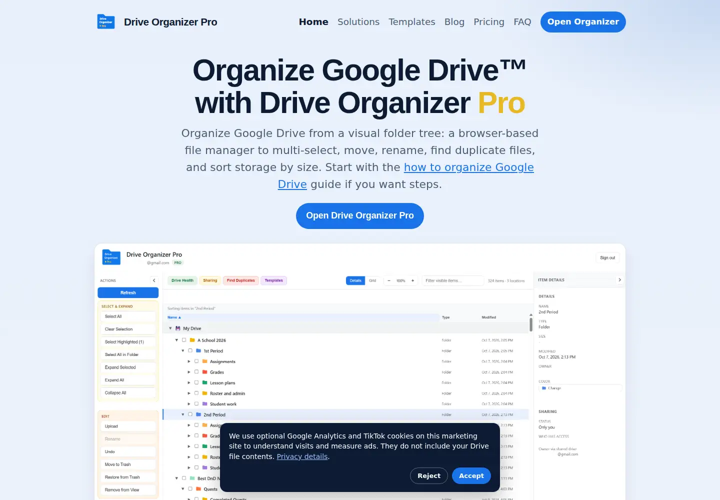 Screenshot of driveorganizerpro.com