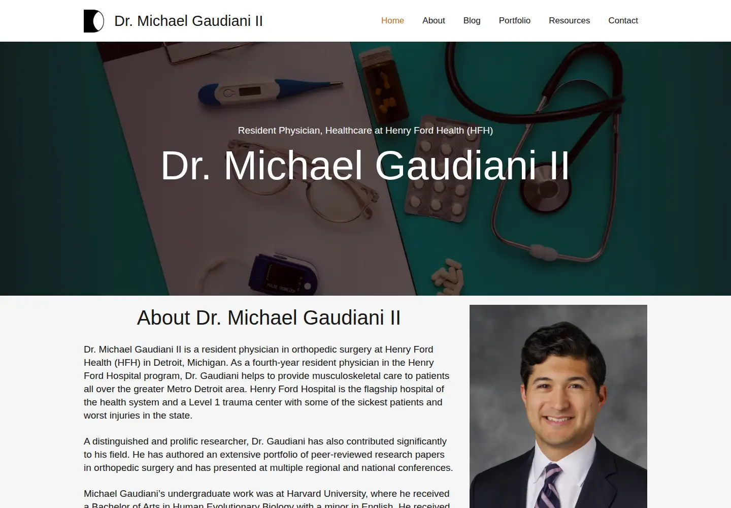 Captured homepage of drmichaelgaudiani.com in the current scan