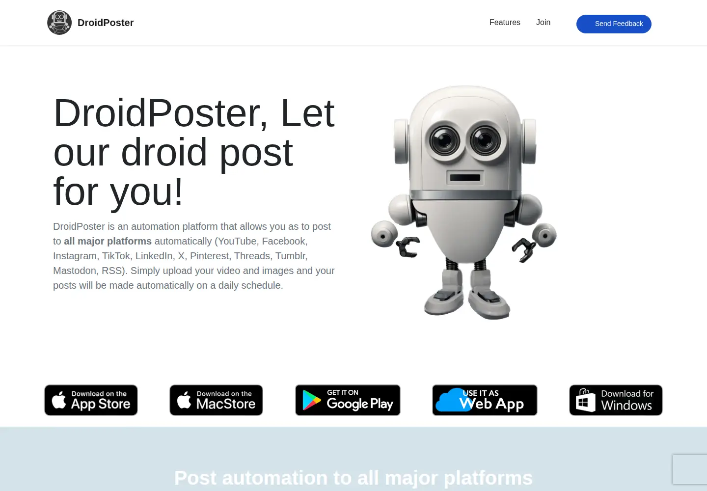 Captured homepage of droidposter.com in the current scan