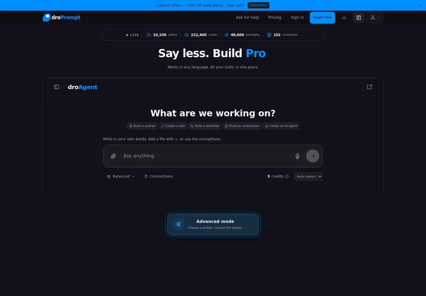 Screenshot of droprompt.com