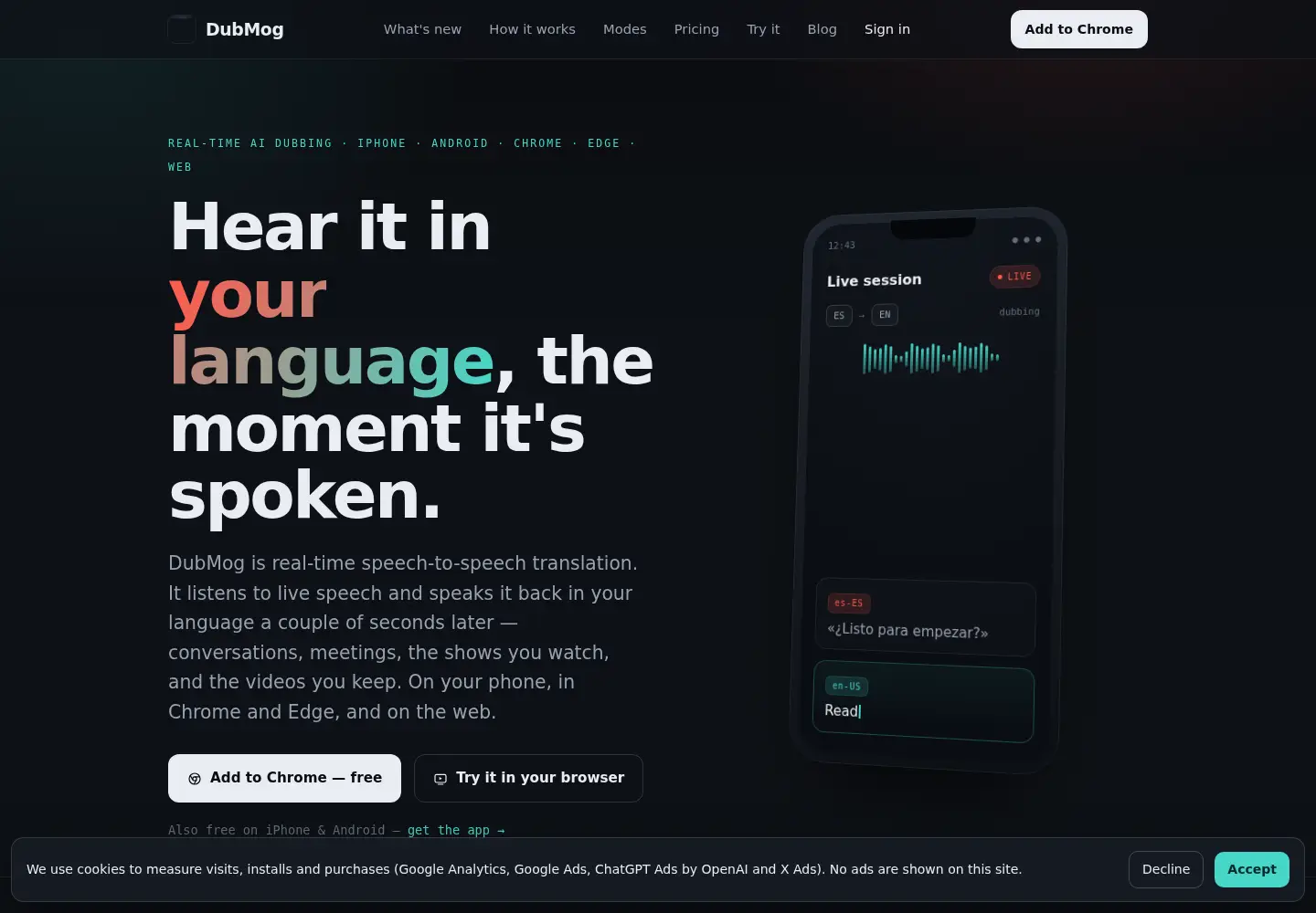 Screenshot of dubmog.com