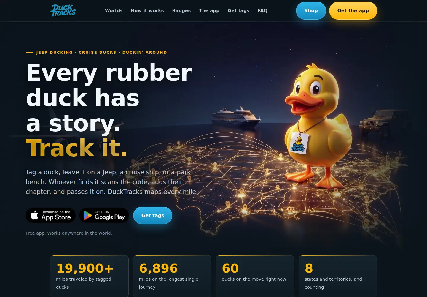 Captured homepage of ducktracks.com in the current scan