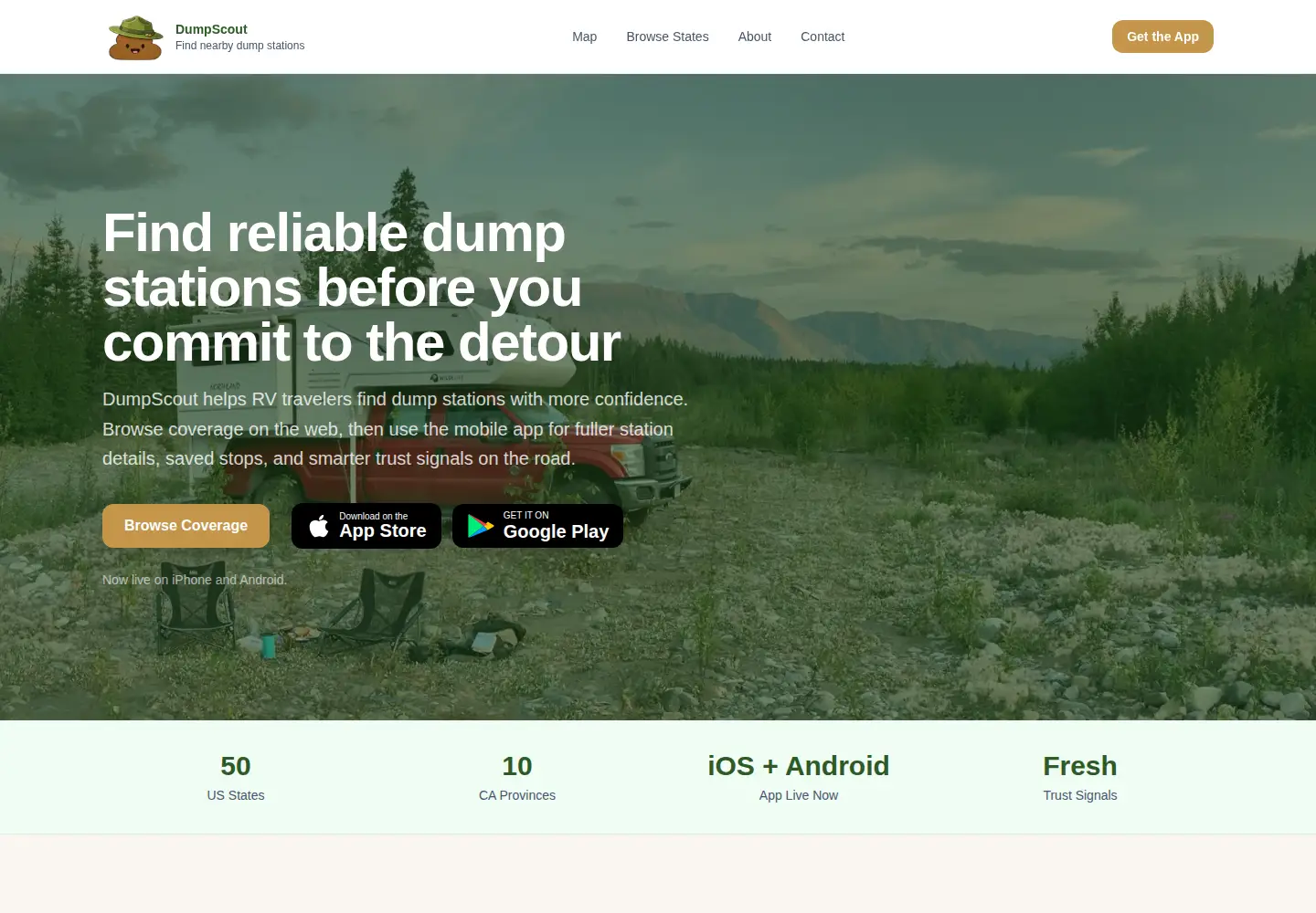 Captured homepage of dumpscout.com in the current scan