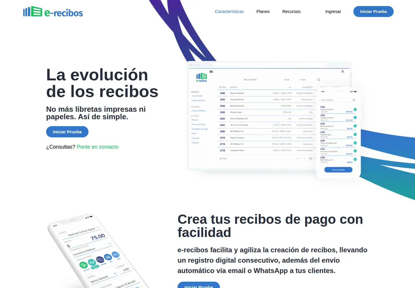 Captured homepage of e-recibos.com in the current scan