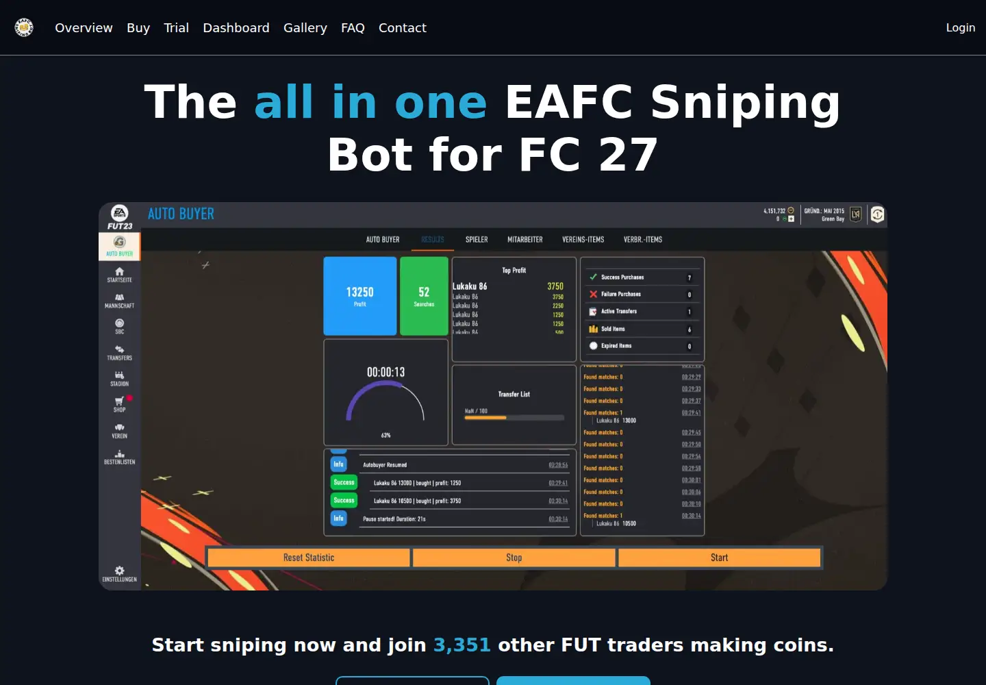 Screenshot of eafcsnipingbot.com