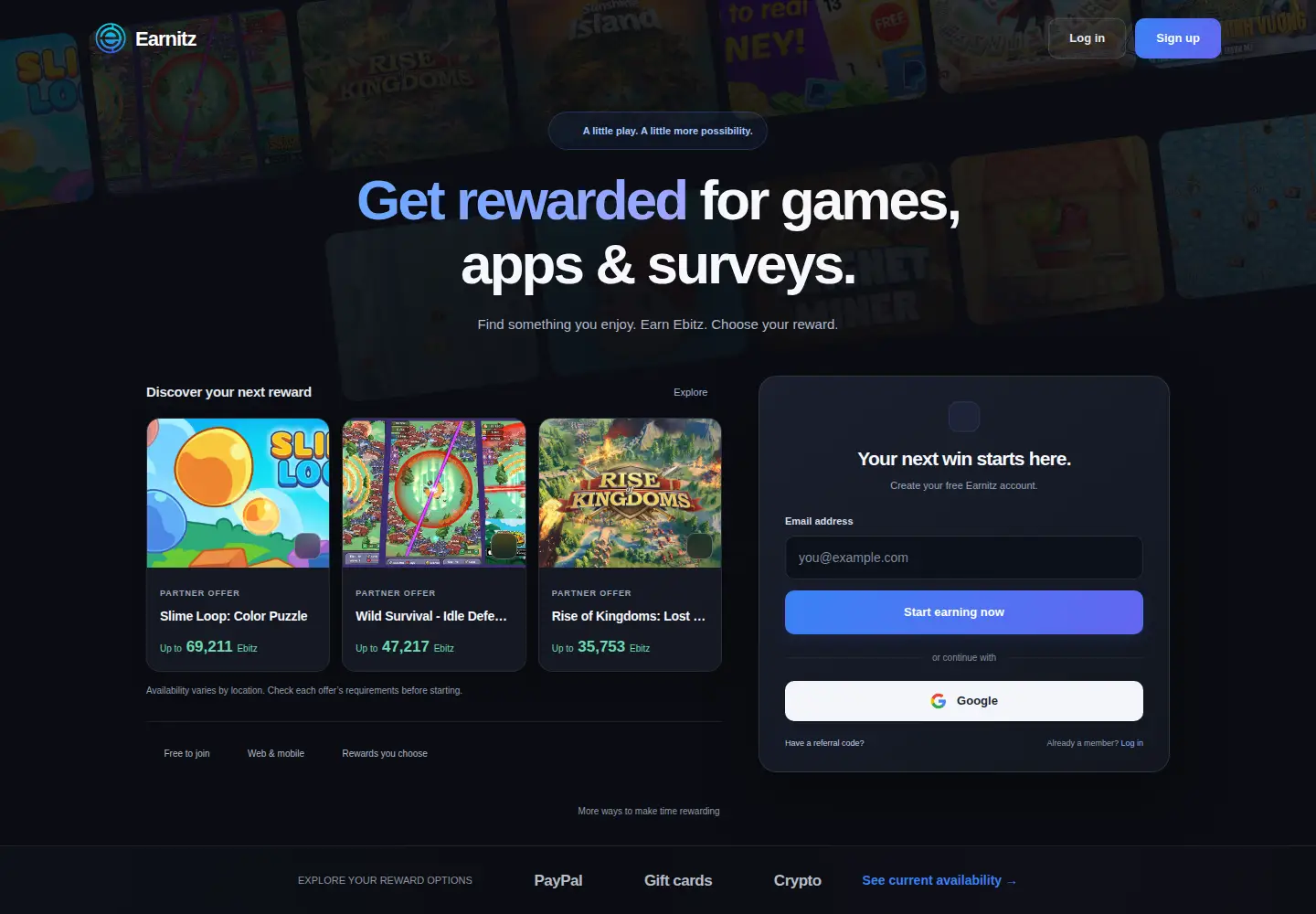 Screenshot of earnitz.com