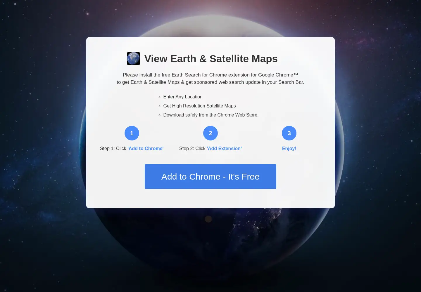 Screenshot of earthsearchforchrome.com