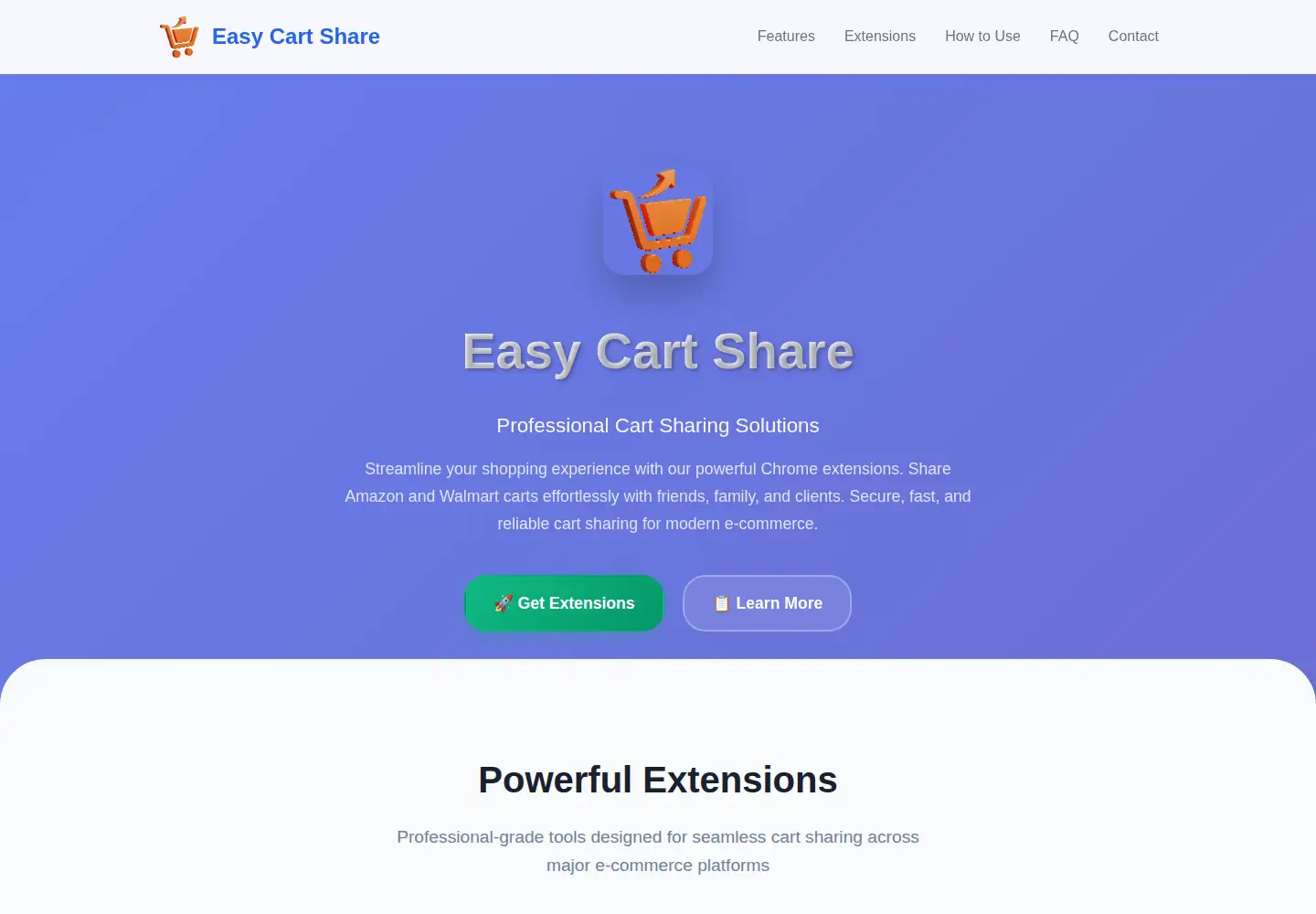 Screenshot of easycartshare.com