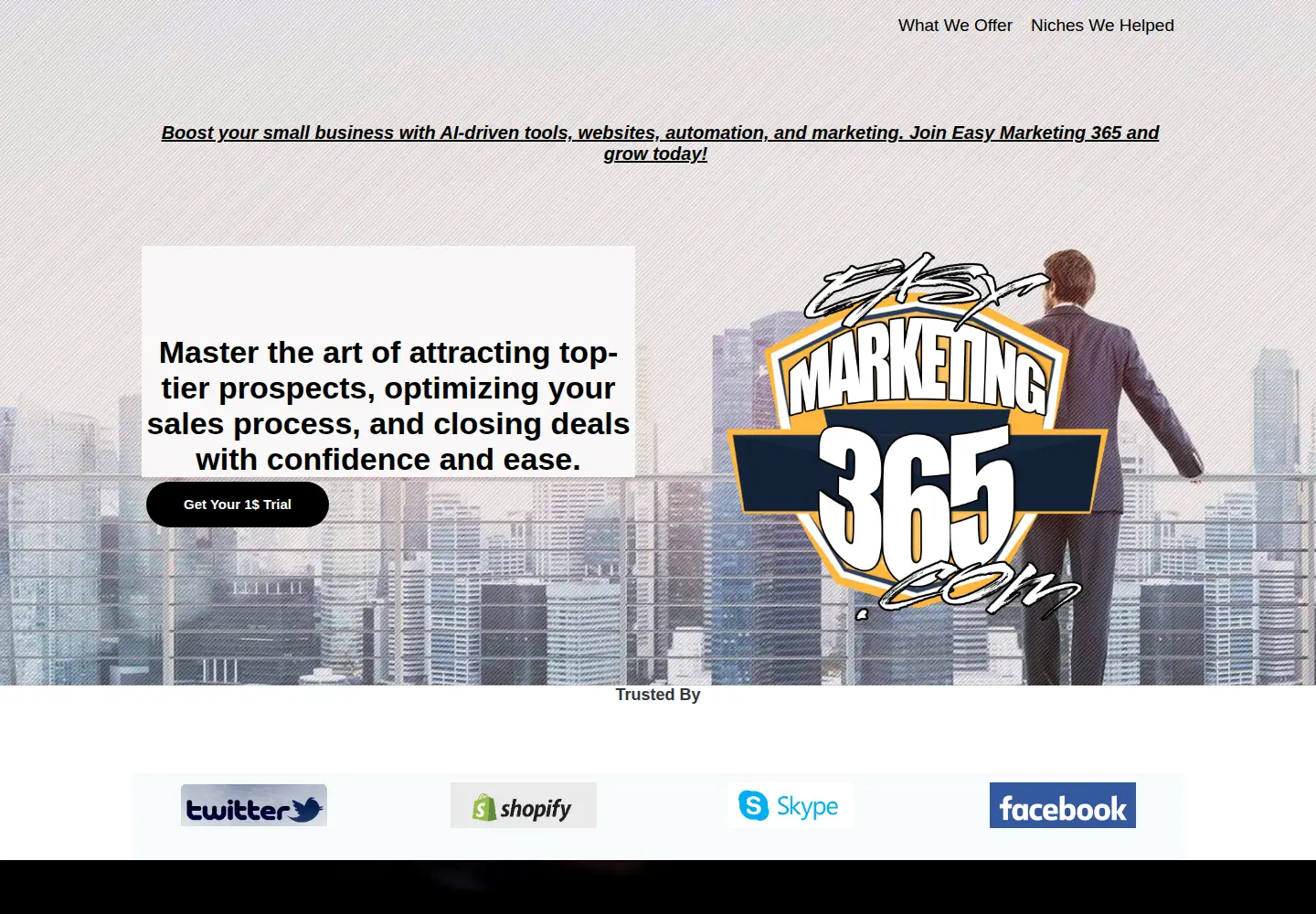 Captured homepage of easymarketing365.com in the current scan