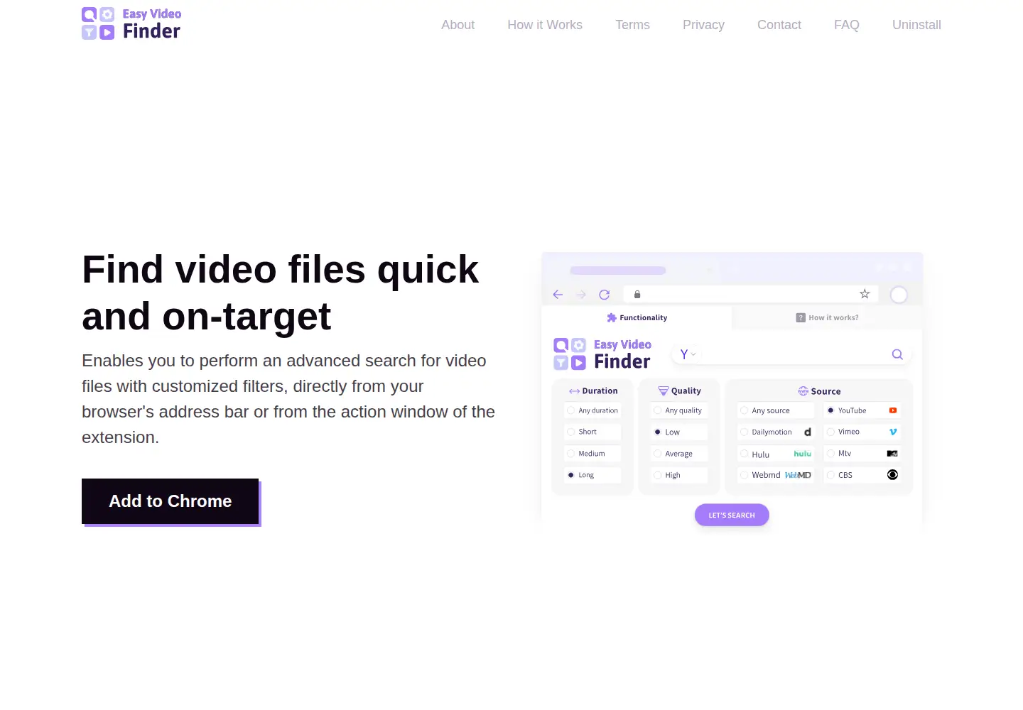Captured homepage of easyvideofinder.com in the current scan