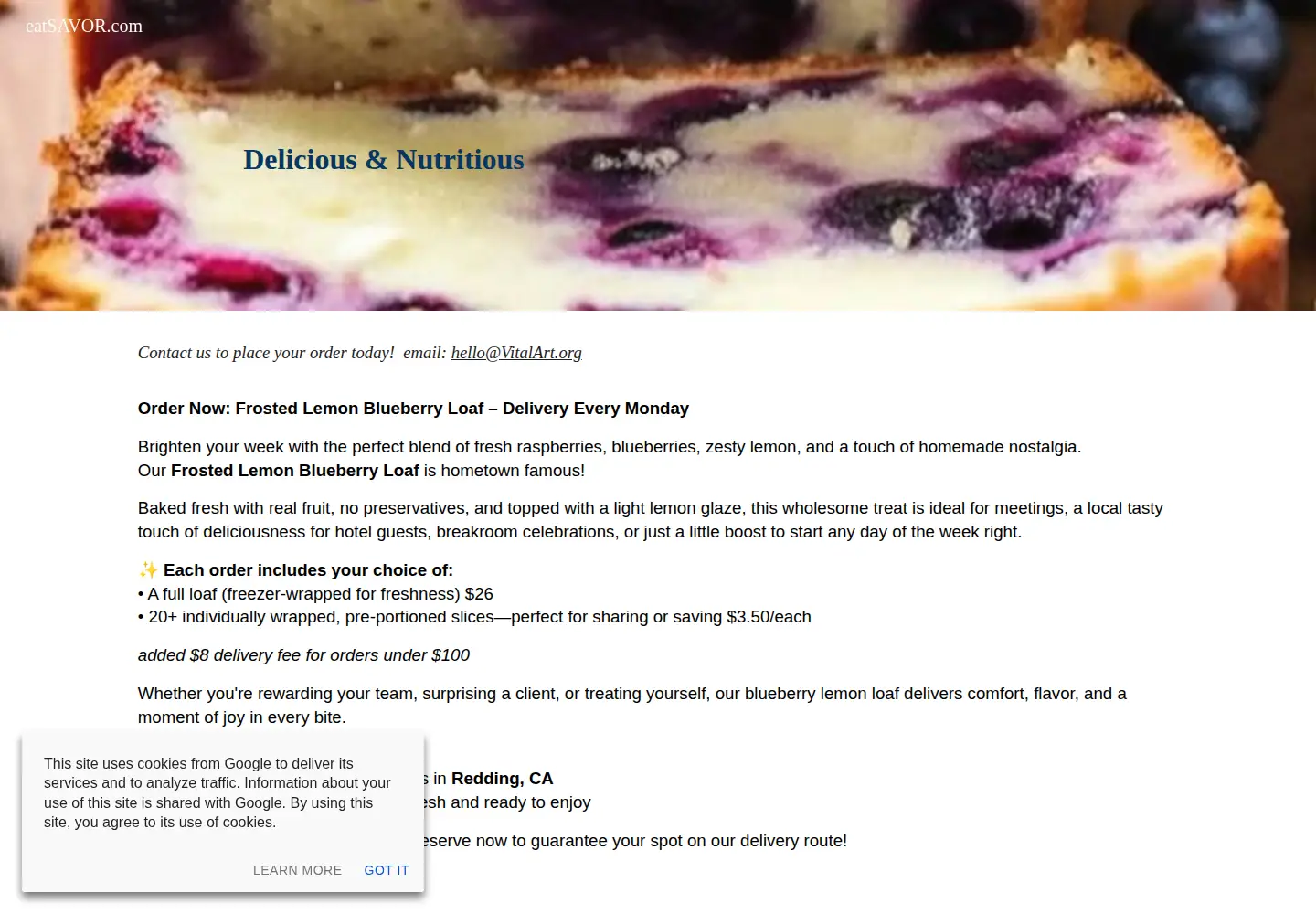 Captured homepage of eatsavor.com in the current scan
