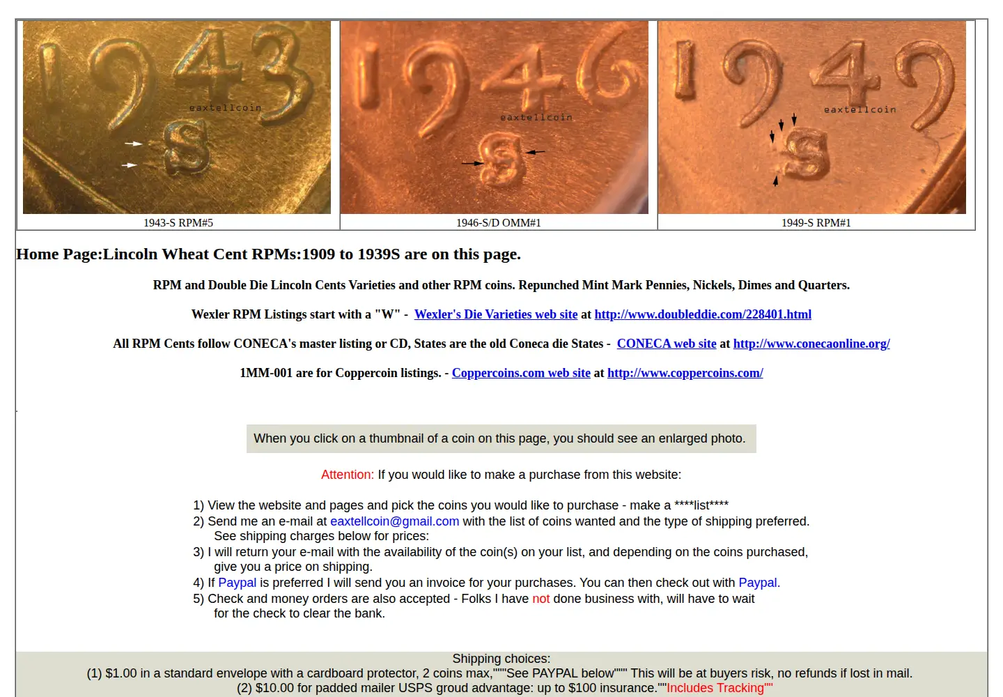 Screenshot of eaxtellcoinvarieties.com