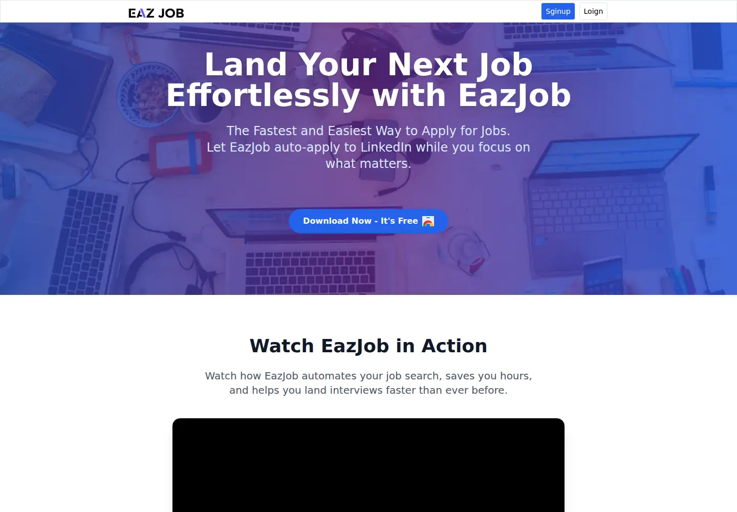 Captured homepage of eazjob.com in the current scan