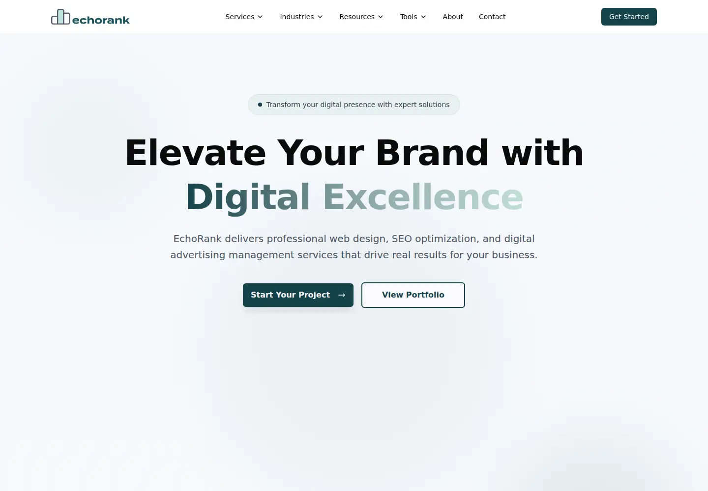 Captured homepage of echorank.com in the current scan
