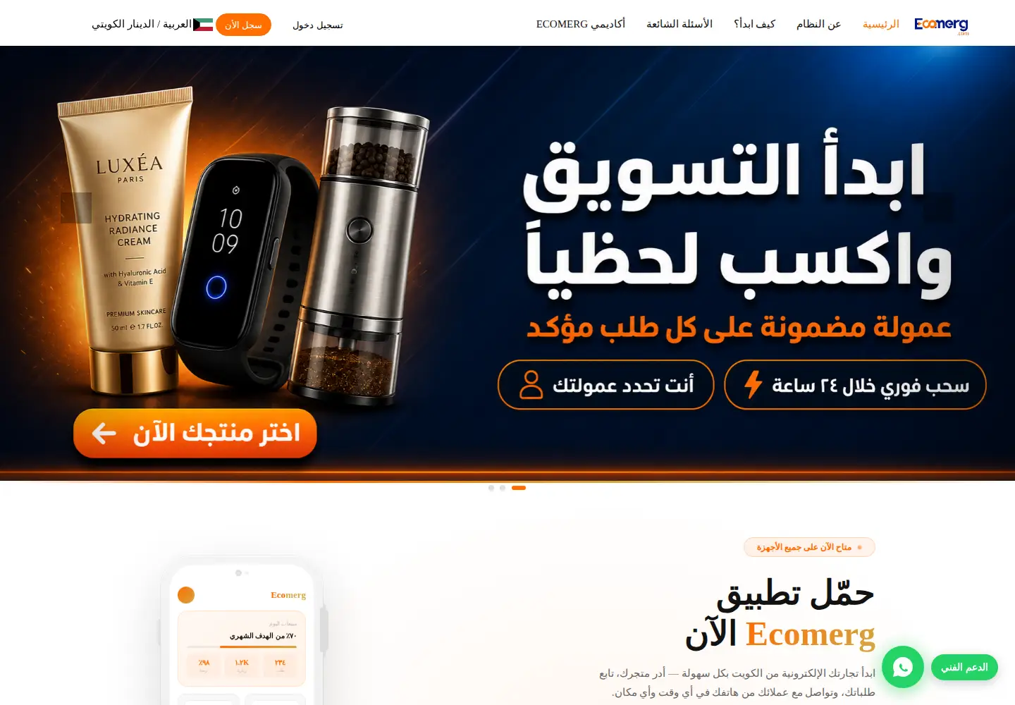 Captured homepage of ecomerg.com in the current scan