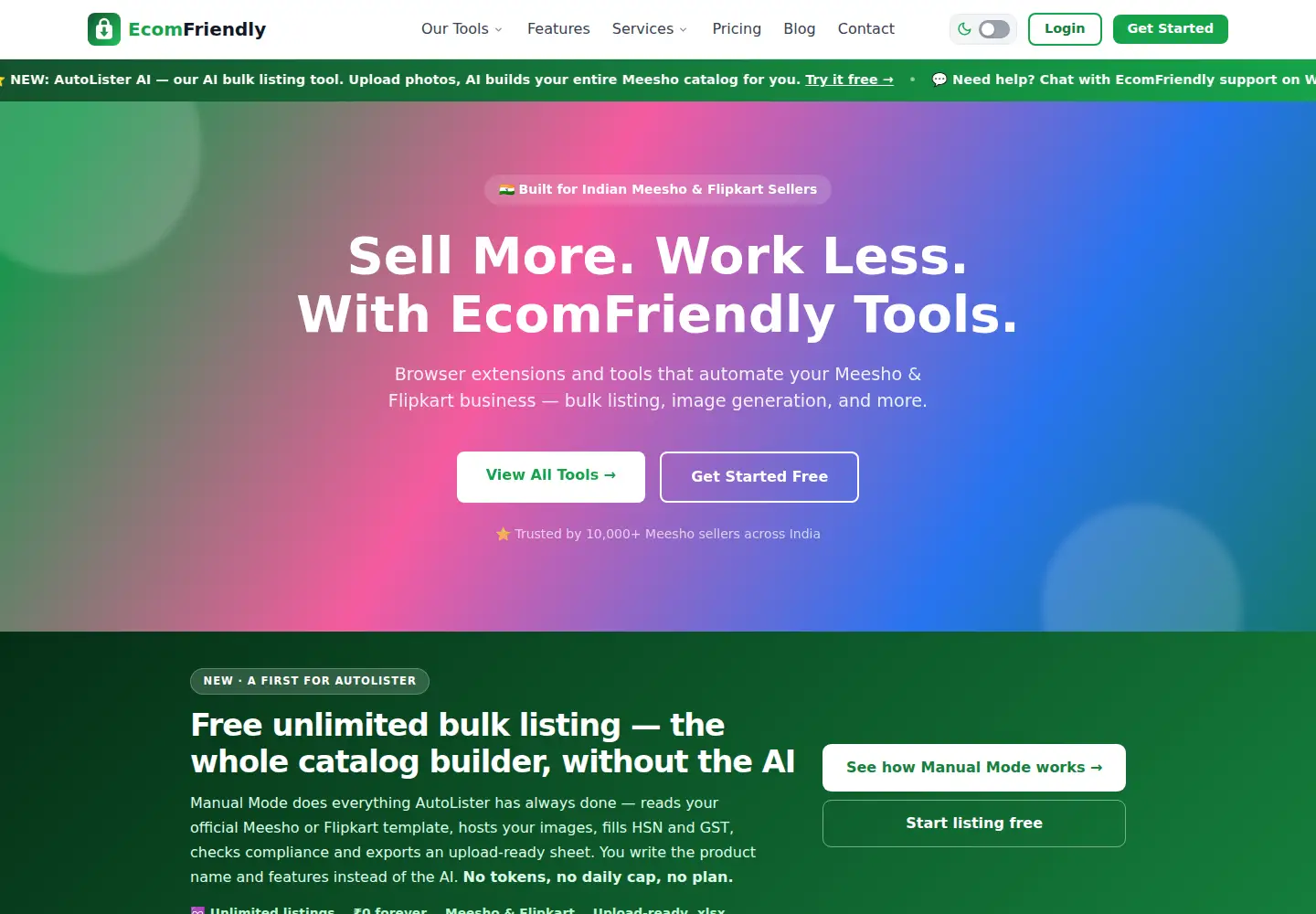 Captured homepage of ecomfriendly.com in the current scan