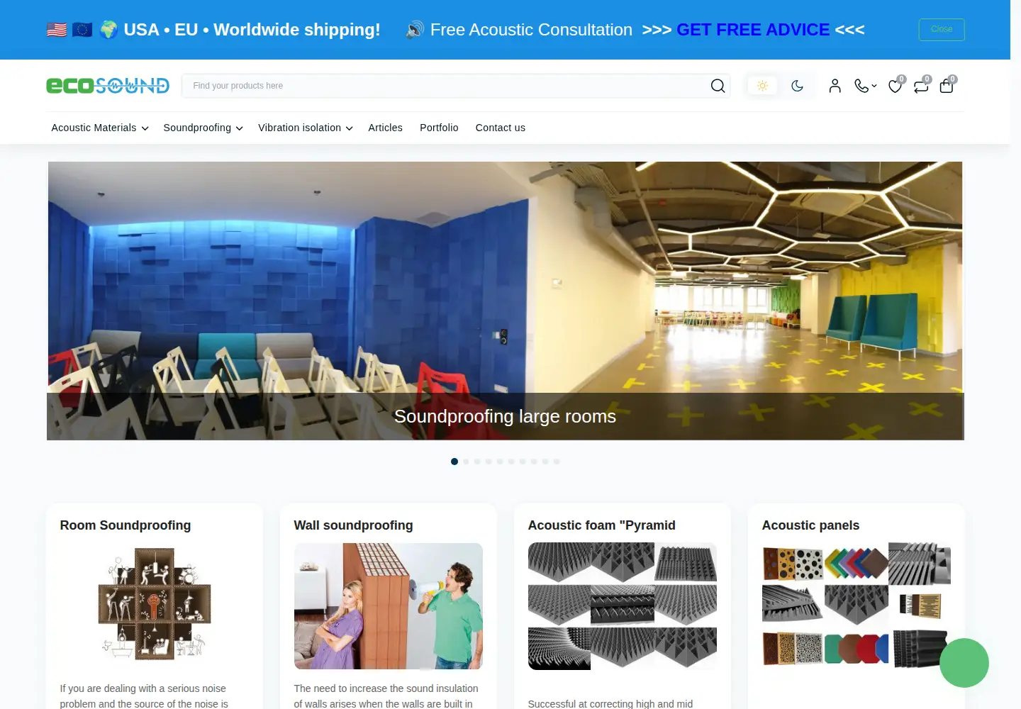 Captured homepage of ecosound-shop.com in the current scan