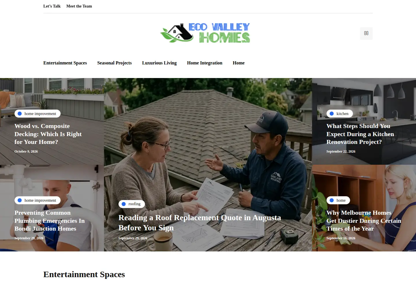 Captured homepage of ecovalleyhomes.com in the current scan