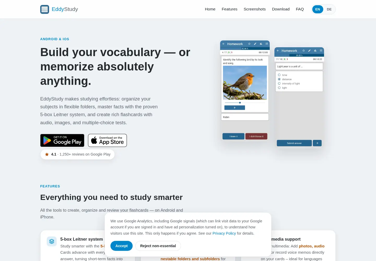 Captured homepage of eddystudy.com in the current scan