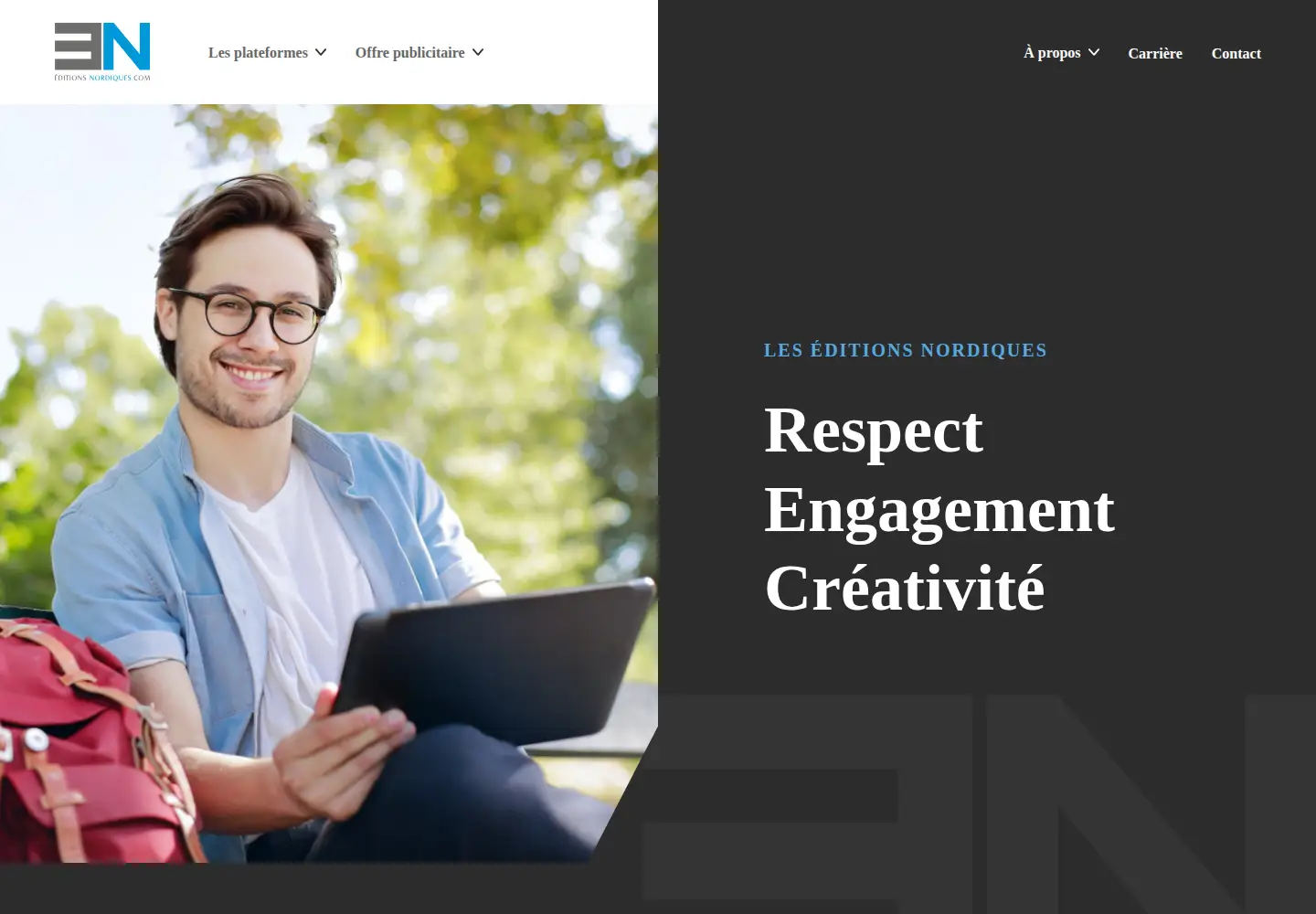 Captured homepage of editionsnordiques.com in the current scan