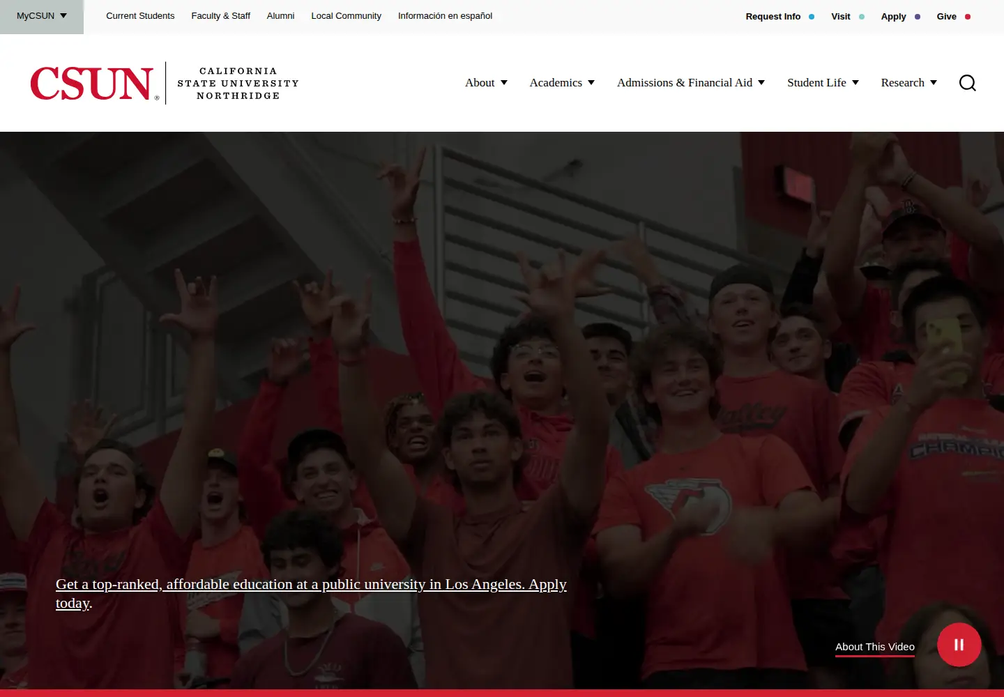 Screenshot of csun.edu