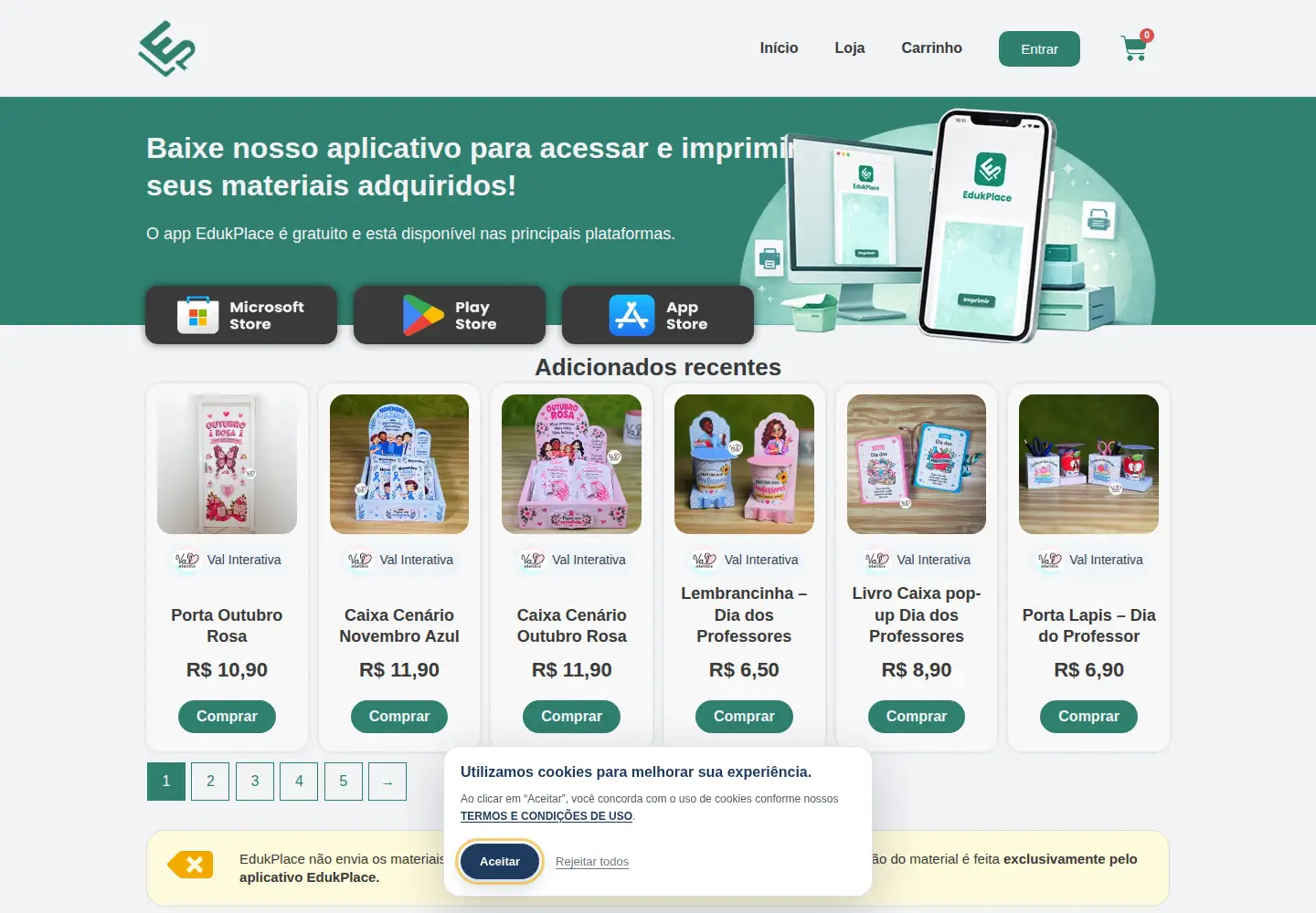 Captured homepage of edukplace.com in the current scan