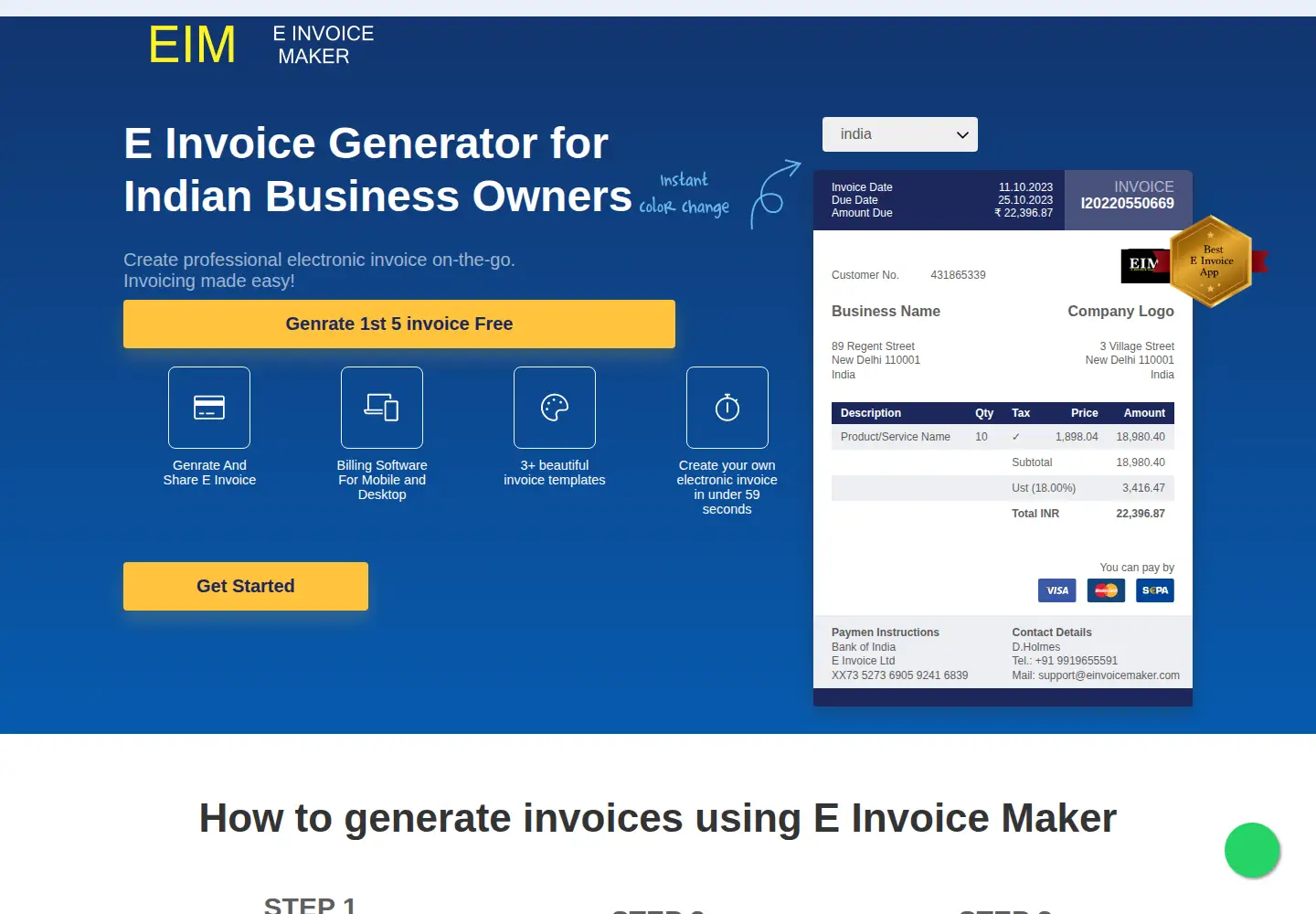 Screenshot of einvoicemaker.com