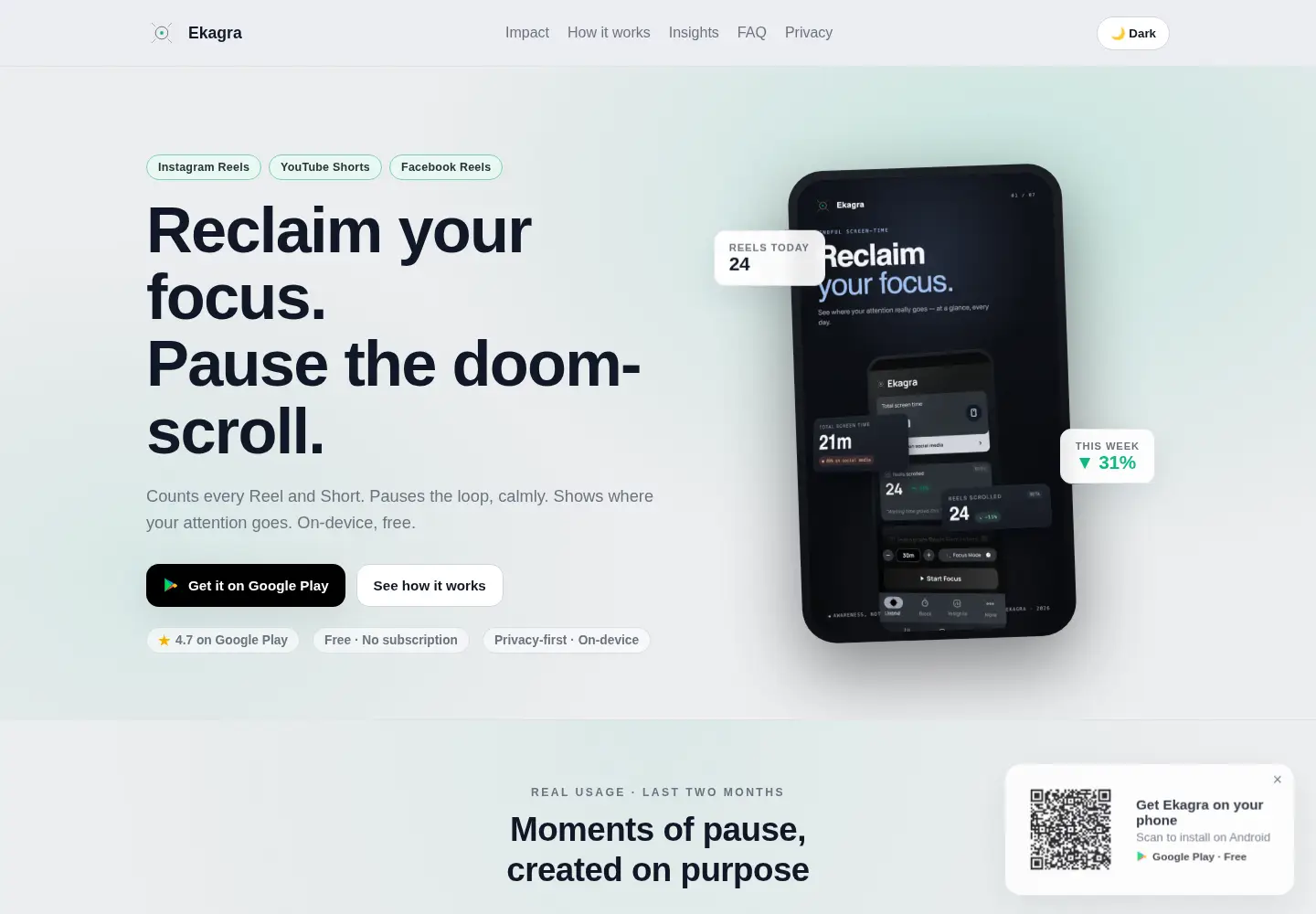 Screenshot of ekagraapp.com
