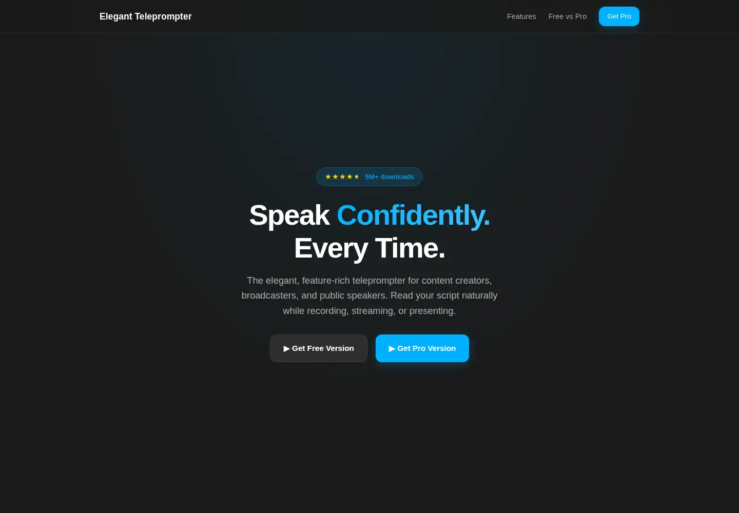 Screenshot of elegantteleprompter.com