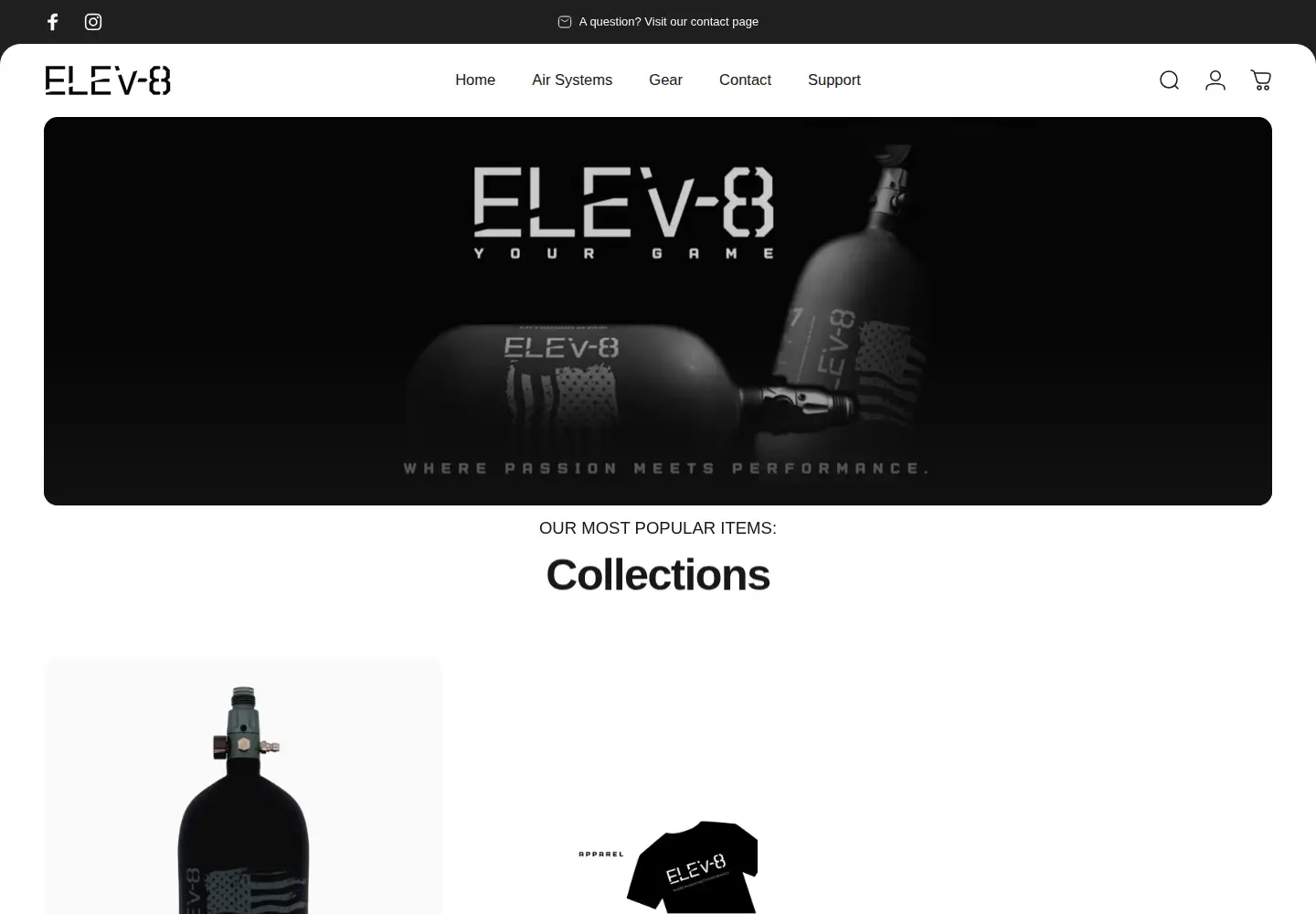 Captured homepage of elev8products.com in the current scan