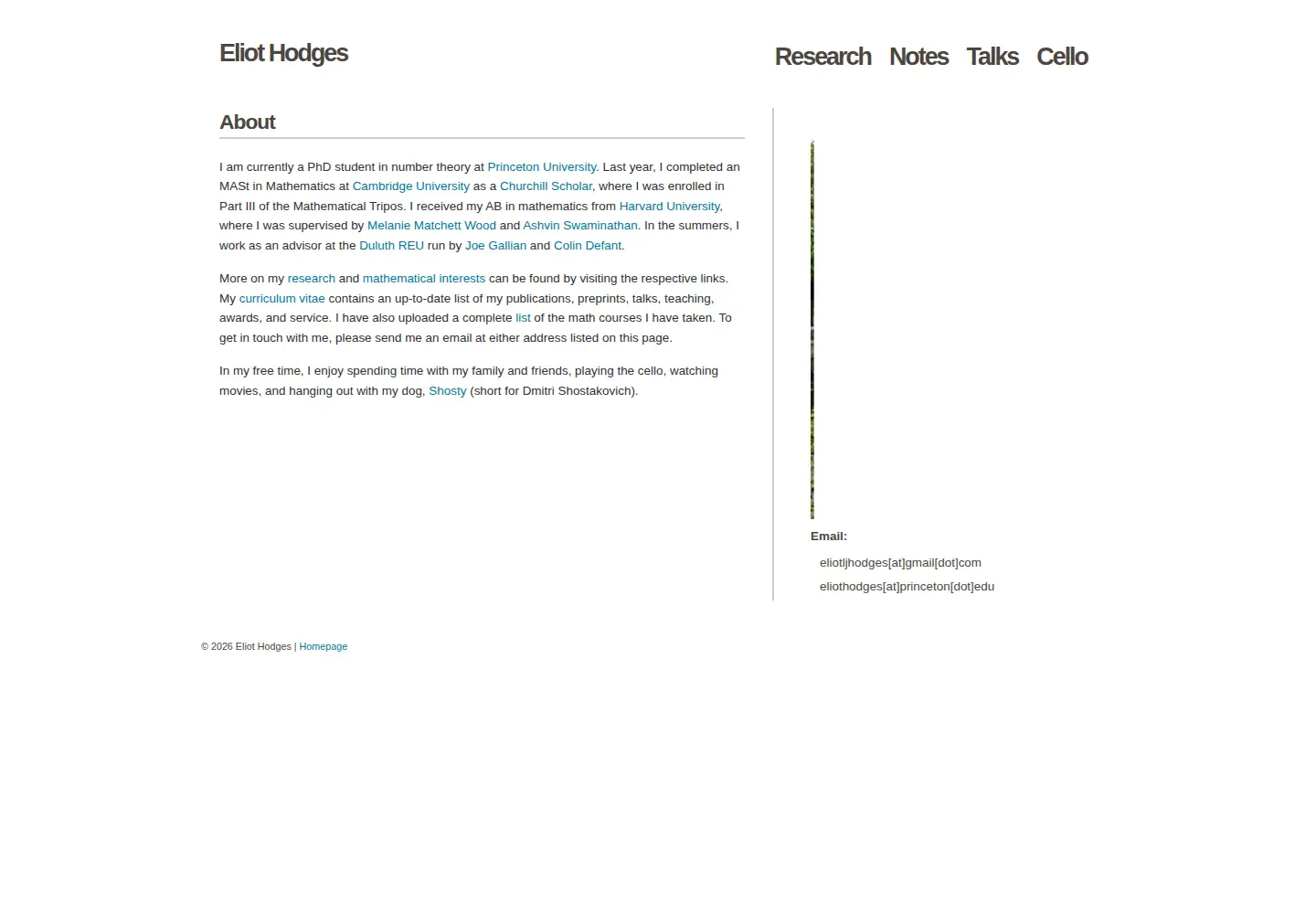 Screenshot of eliothodges.com