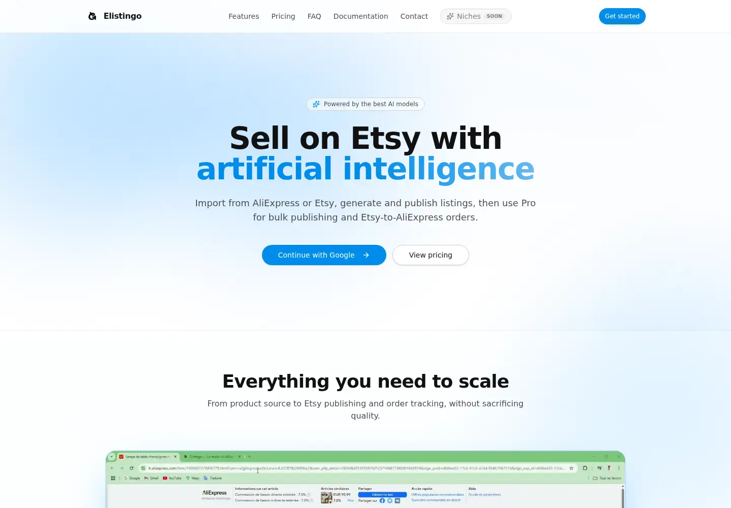 Captured homepage of elistingo.com in the current scan