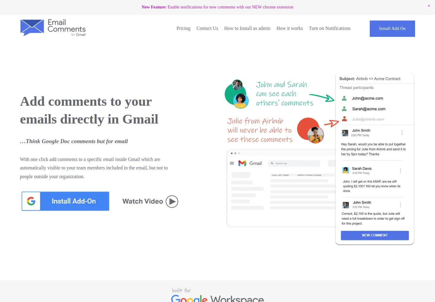 Screenshot of emailcomments.com