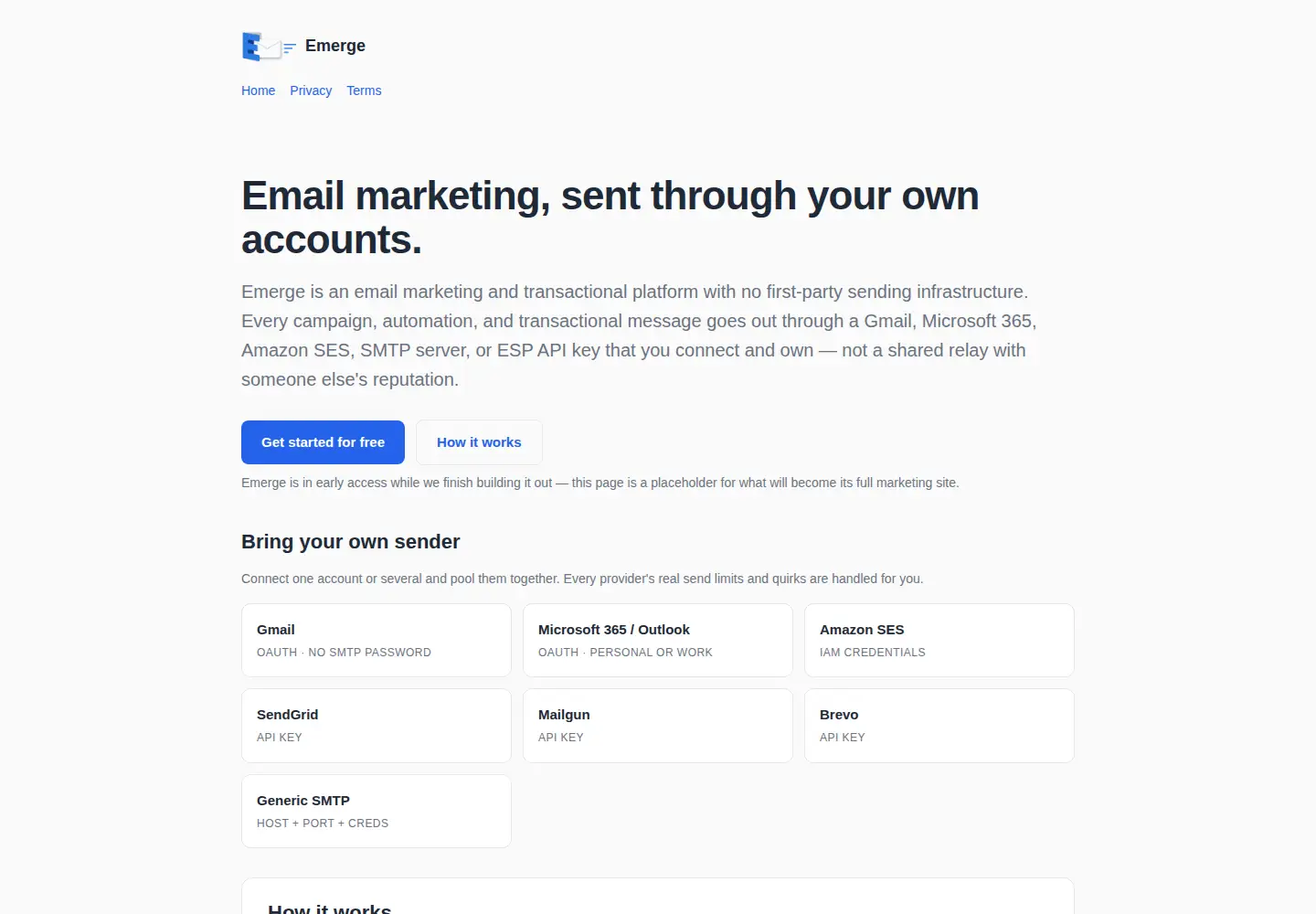 Captured homepage of emerge-email.com in the current scan