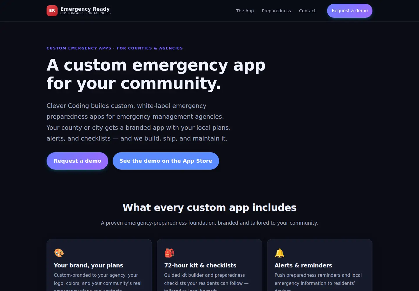 Captured homepage of emergencyreadyapp.com in the current scan