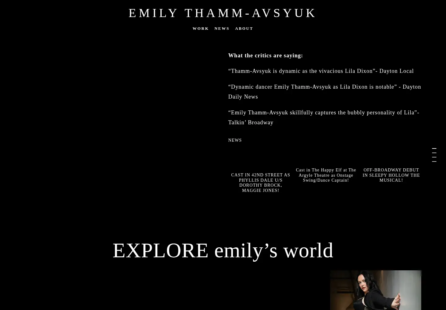 Captured homepage of emilythamm.com in the current scan