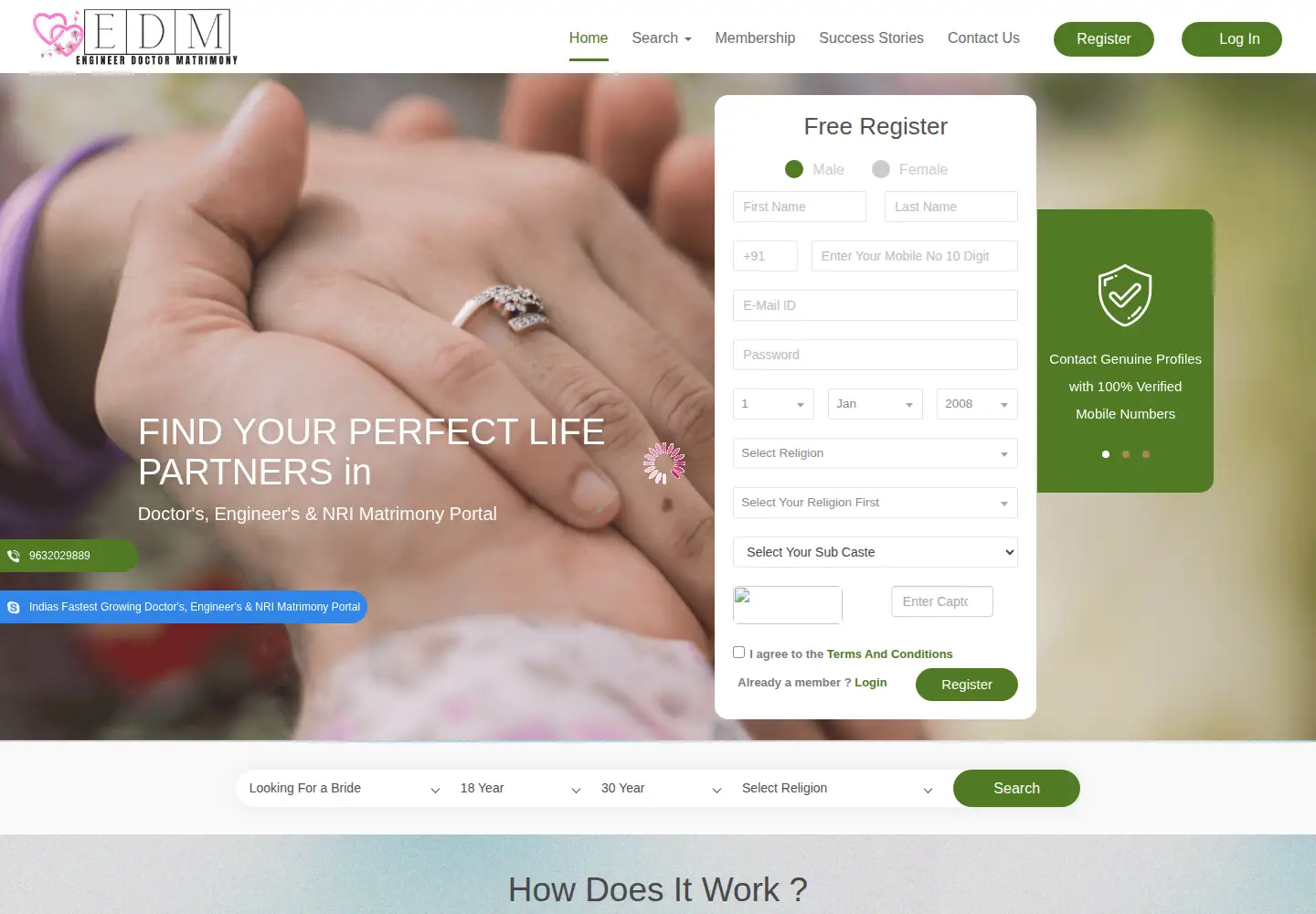 Screenshot of engdoctormatrimony.com