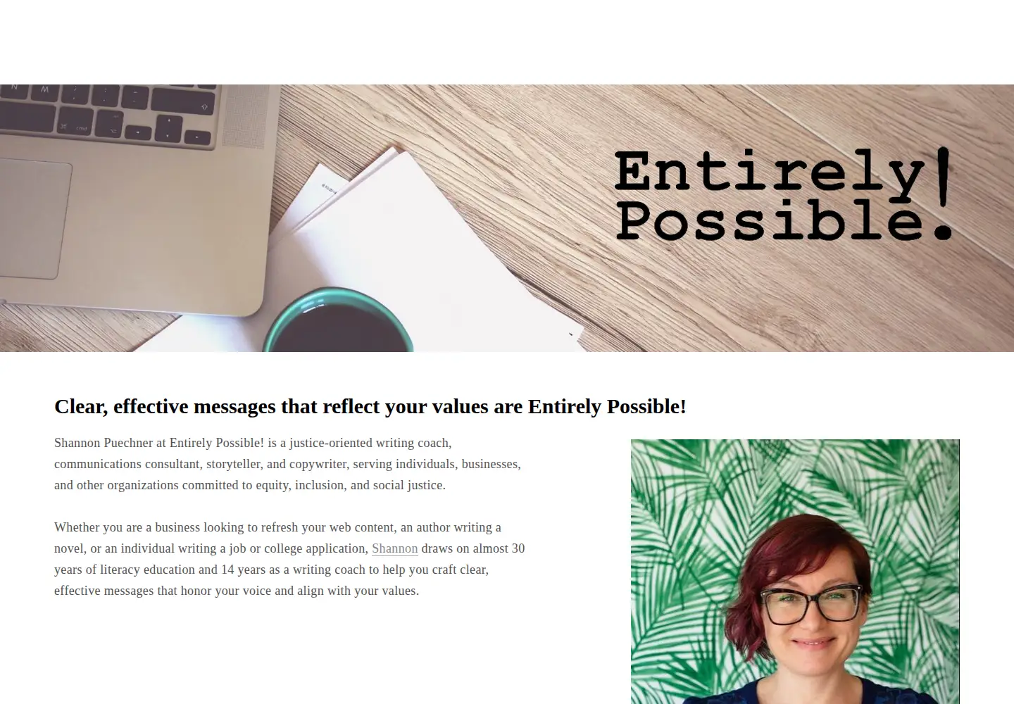 Captured homepage of entirely-possible.com in the current scan