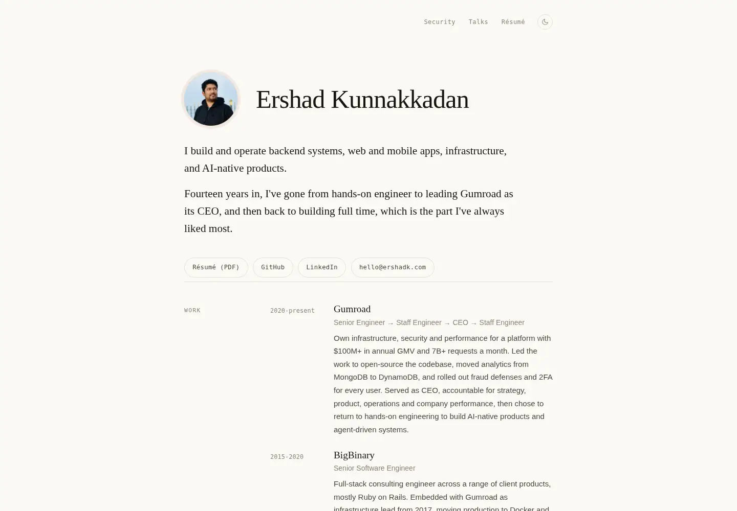 Screenshot of ershadk.com