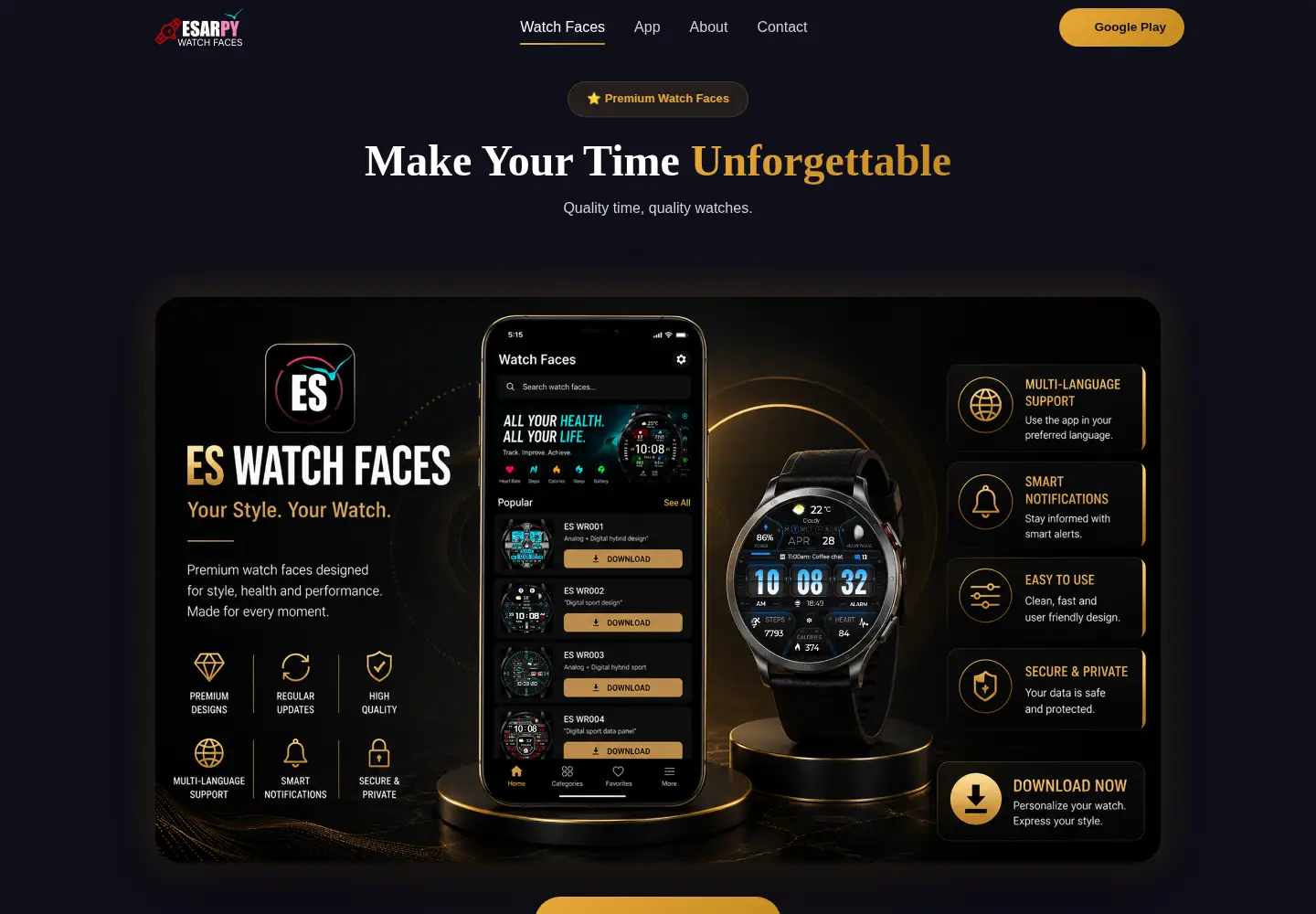 Screenshot of esarpywatchfaces.com