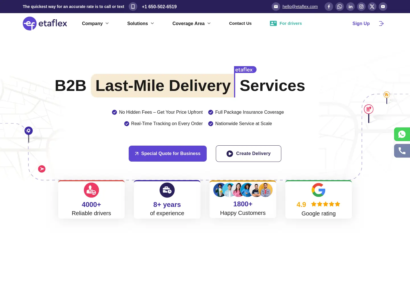 Screenshot of etaflex.com