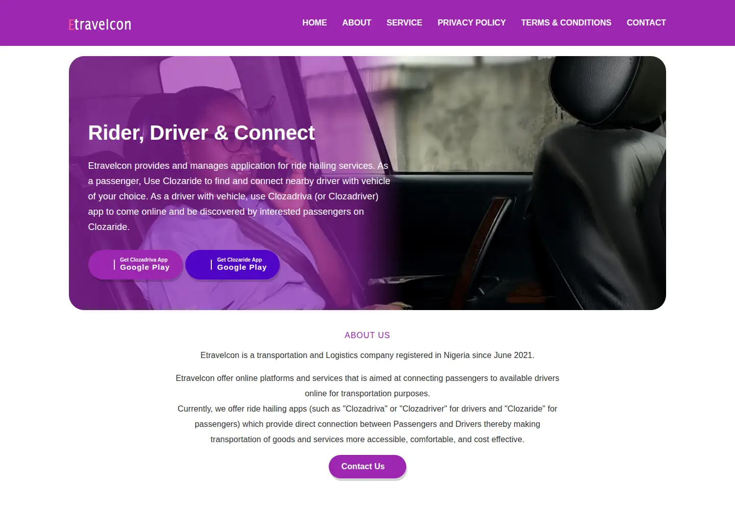 Captured homepage of etravelcon.com in the current scan