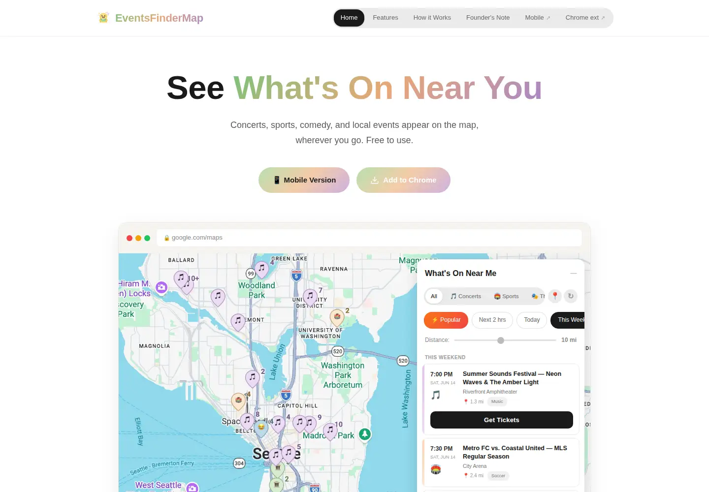 Screenshot of eventsfindermap.com