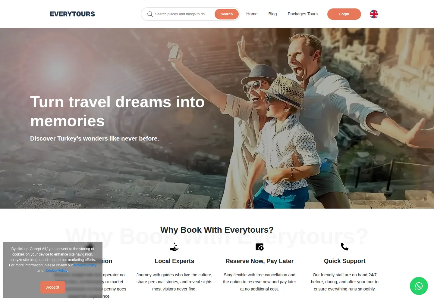 Captured homepage of everytours.com in the current scan
