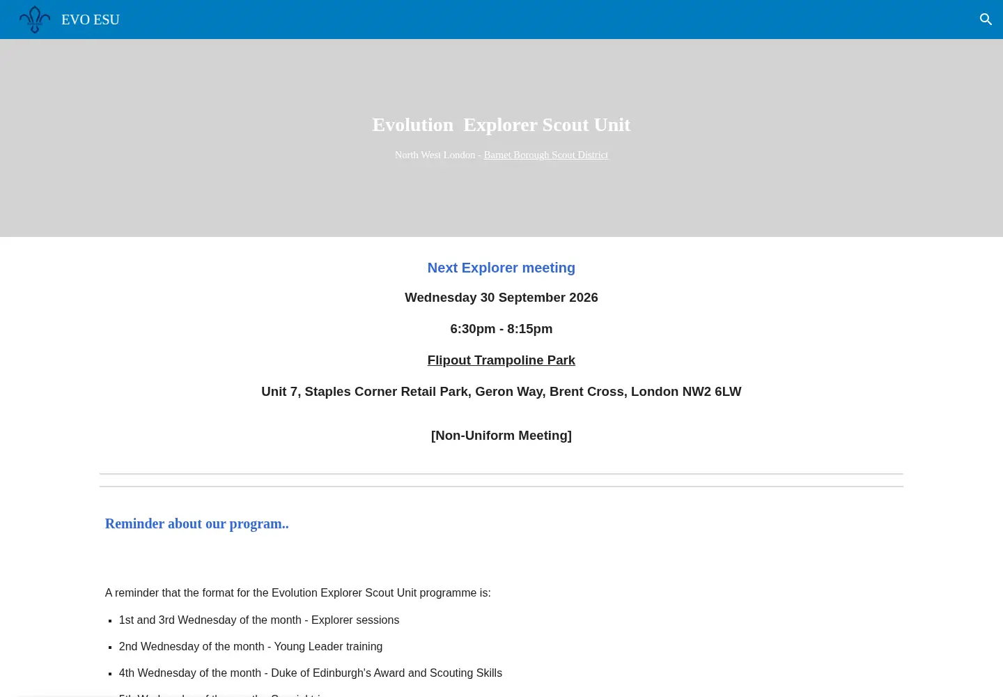 Captured homepage of evoesu.com in the current scan