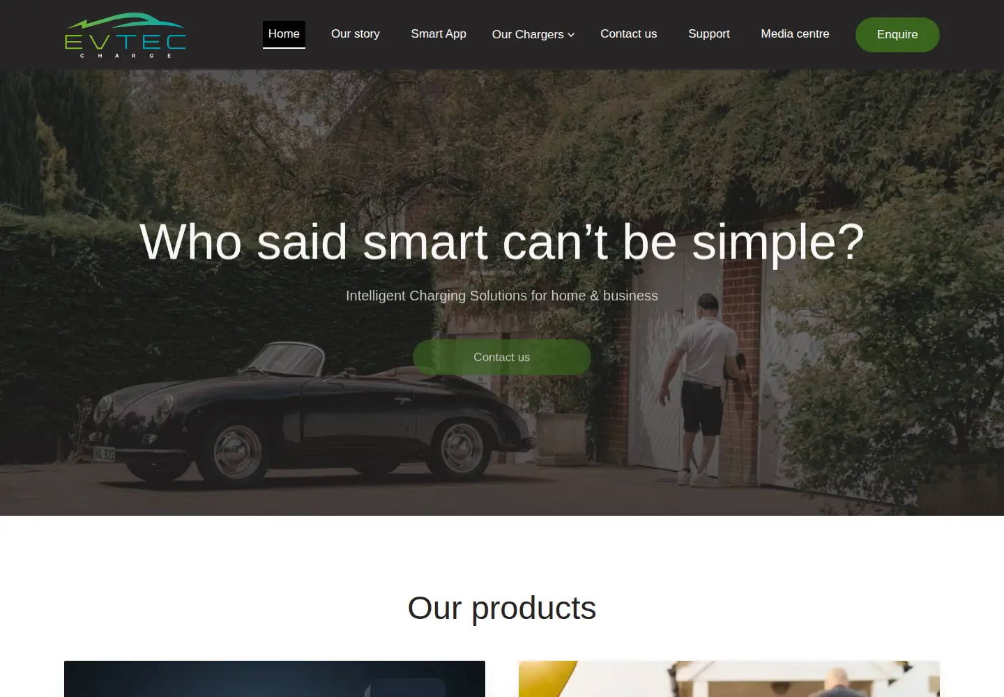Captured homepage of evtec-charge.com in the current scan