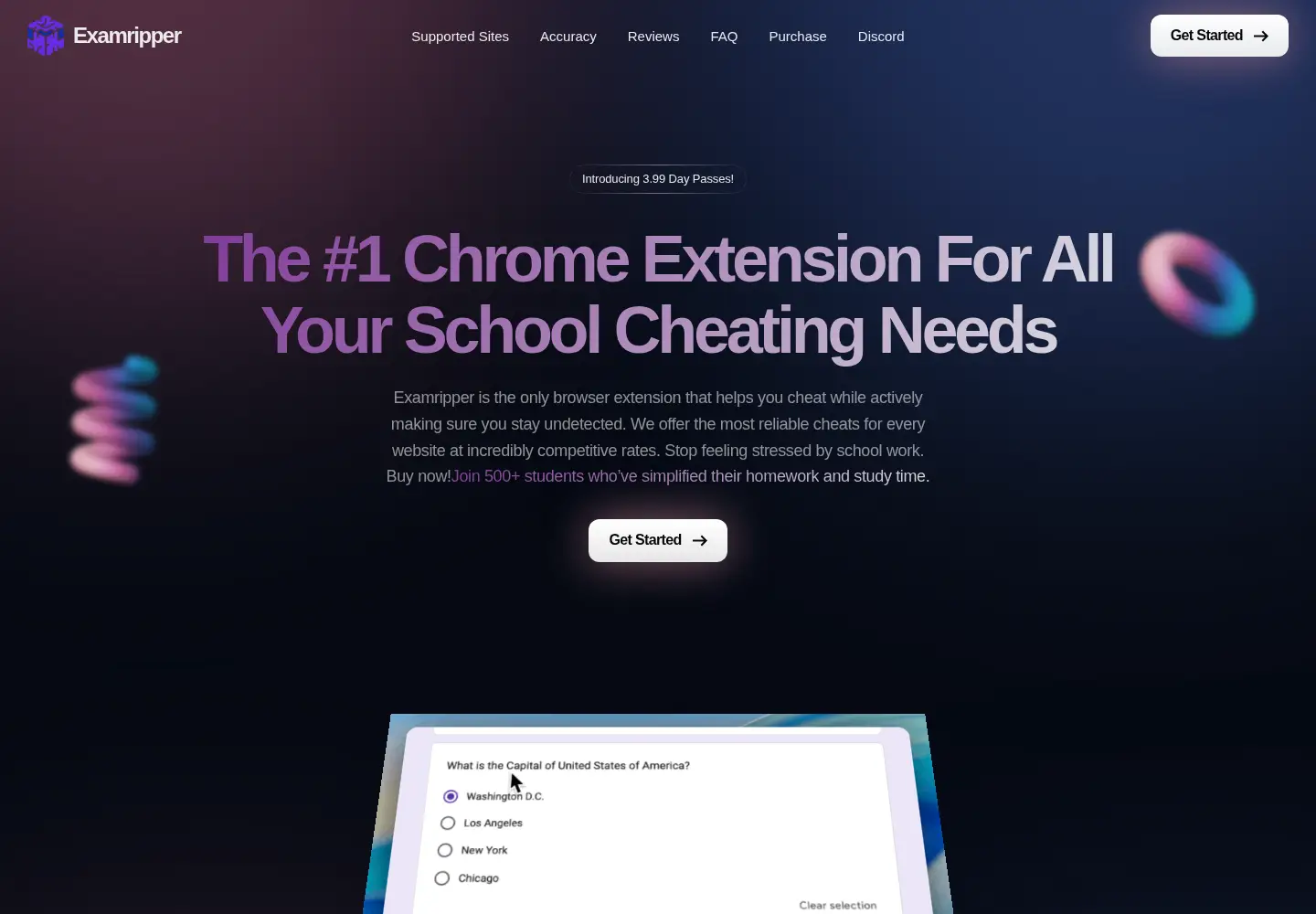 Captured homepage of examripper.com in the current scan