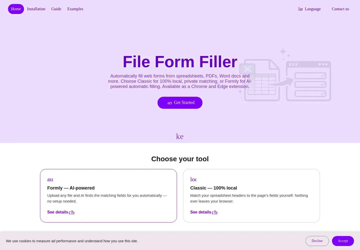 Captured homepage of exceltoform.com in the current scan