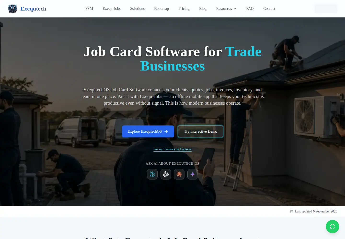 Captured homepage of exequtech.com in the current scan
