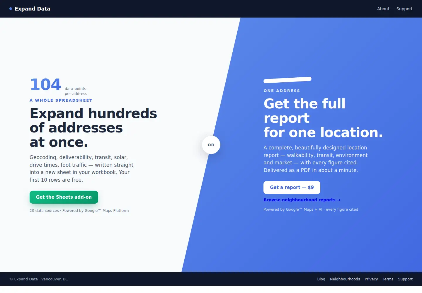 Captured homepage of expanddata.com in the current scan